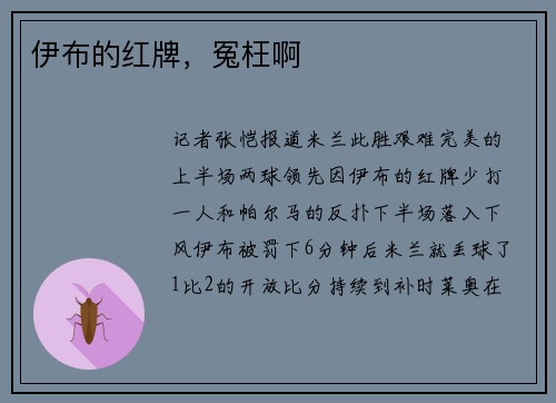伊布的红牌，冤枉啊